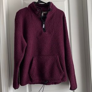 Pink Quarter Zip Teddy Jacket